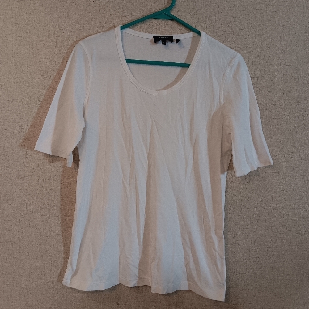 Theory White Short Sleeve Tee Sz L